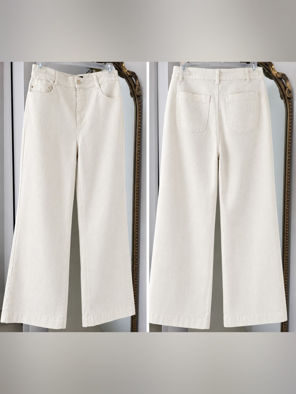 Women's Wide-Leg Jeans in Off-White/cream